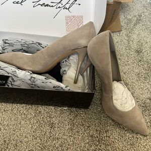 White House Black Market Taupe with Gold Trim Size 10 Never Worn